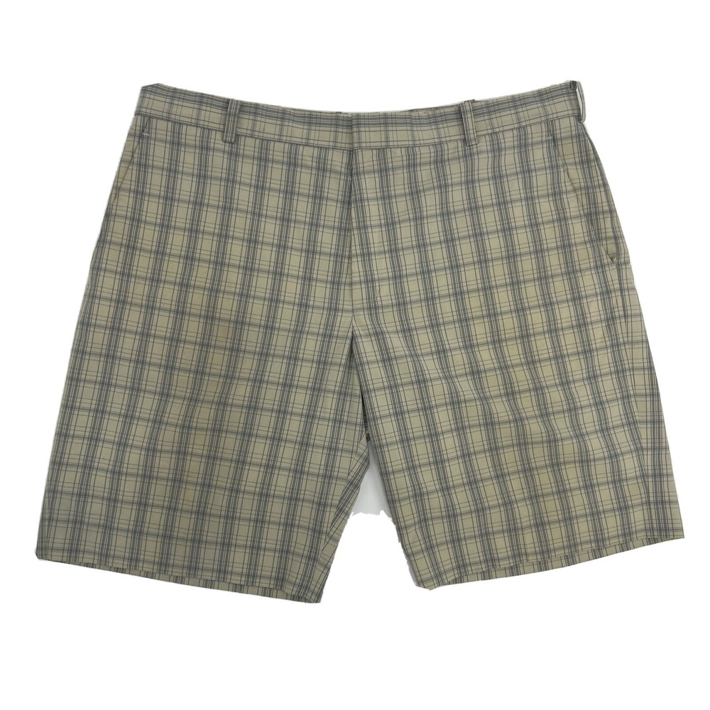 Nike Tiger‎ Woods Collection Shorts 40 Beige Plaid Flat Front Golf